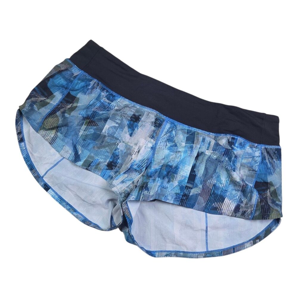 Lululemon Speed Up Short in Sun Dazed Multi Blue Pattern 10 Athletic Running